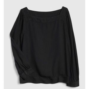 NWT BLACK GAP BLOUSON 3/4 LENGTH SLEEVE TENCEL TOP